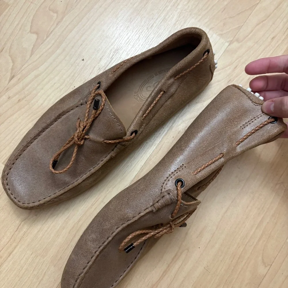 TOD'S Laccetto Men's Driving Loafers in‎ light brown suede Size 6.5 / 8